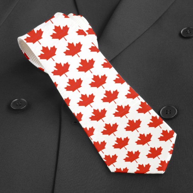 Gravata Canadá Red White Flag Maple Leaf Patterno (Canada Red White Canadian Flag Maple Leaf Pattern Neck Tie)