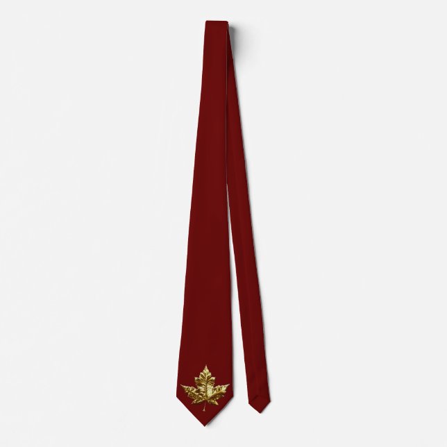 Gravata Canada Souvenir Tie Dourada Medalha Canada Flag Ti (Frente)