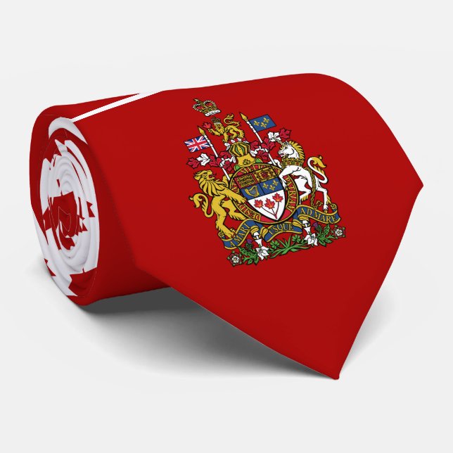 Gravata Canadian Flag & Casaco of Arms, Canadá (Rolled)