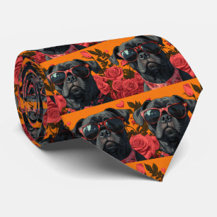 Gravata Cane Corso Com Rosas Do Coração Dia Dos Namorados