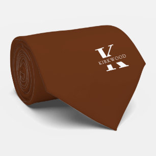 Gravata Canela Marrom Monograma + Nome Elegante de um Lado