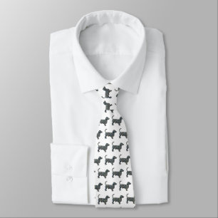 Gravata Canino Silhueta Amarelo e Azul Branco