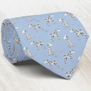Gravata Cão Dalmata Divertido Azul Claro