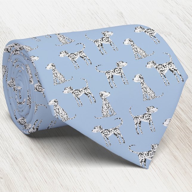 Gravata Cão Dalmata Divertido Azul Claro (Fun Dalmatian dog neck tie for animal and puppy lovers. Perfect for Fathers Day.)