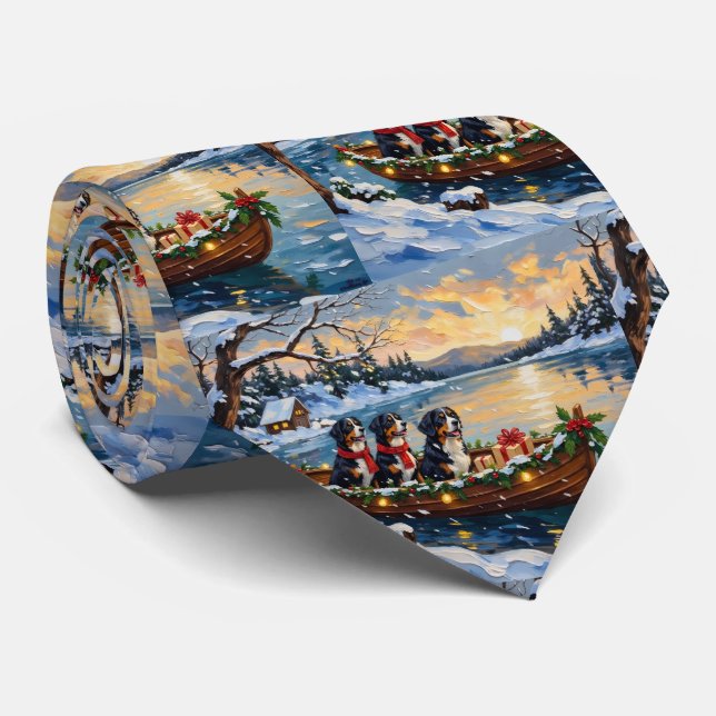 Gravata Cão de Montanha Bernês Natal Barca Feriado (Rolled)
