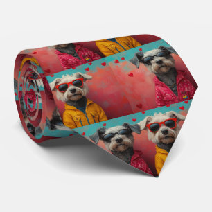 Gravata Cão-lobo com Rosas do Coração Dia dos Namorados
