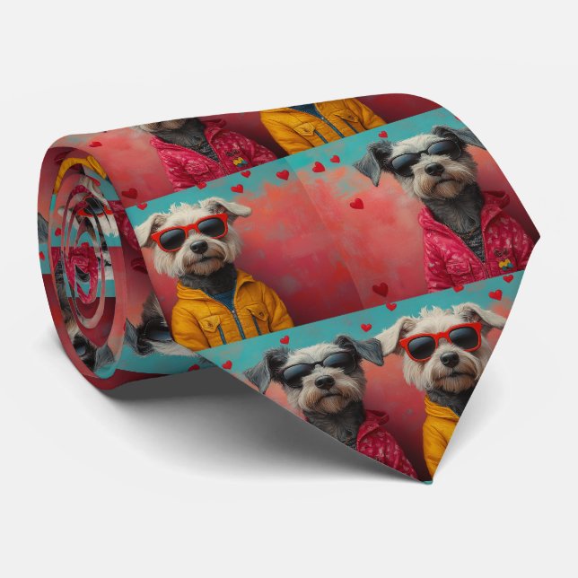 Gravata Cão-lobo com Rosas do Coração Dia dos Namorados (Rolled)