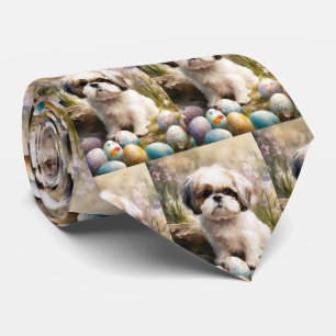 Gravata Cão Malti Tzu com Ovos da Páscoa