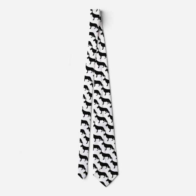 Gravata Cão Pastor Alemão preto e branco (Verso)