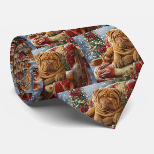 Gravata Cão Shar Pei Natal Festivo