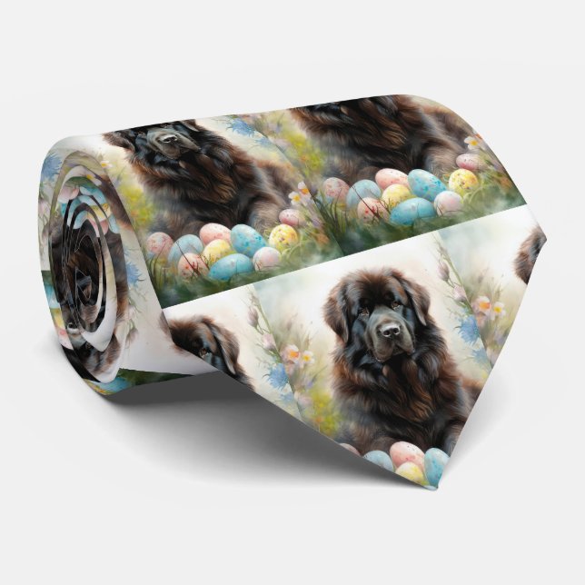 Gravata Cão Terra-Nova com Feriado de Ovos de Páscoa (Rolled)