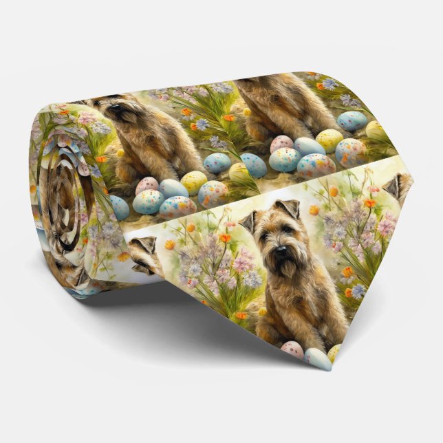 Gravata Cão Terrier Louro com Ovos da Páscoa Feriado  (Rolled)