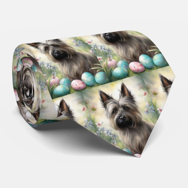 Gravata Cão Terrier Skye com Feriado de Ovos de Páscoa  (Rolled)