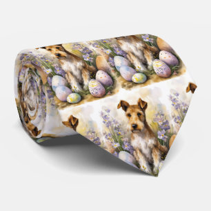 Gravata Cão Terrier Wirefox Com Ovos de Páscoa Feriado