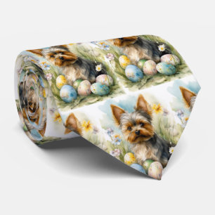 Gravata Cão Yorkshire Terrier Com Ovos da Páscoa Feriado