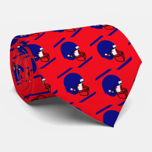 Gravata Capacete Azul de Futebol no Necktie Vermelho