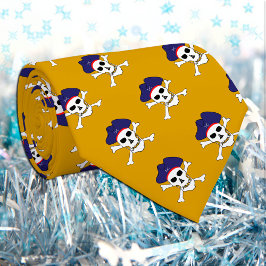 Gravata Capitão Jack, moda pirata, bandeira Dourada pirata