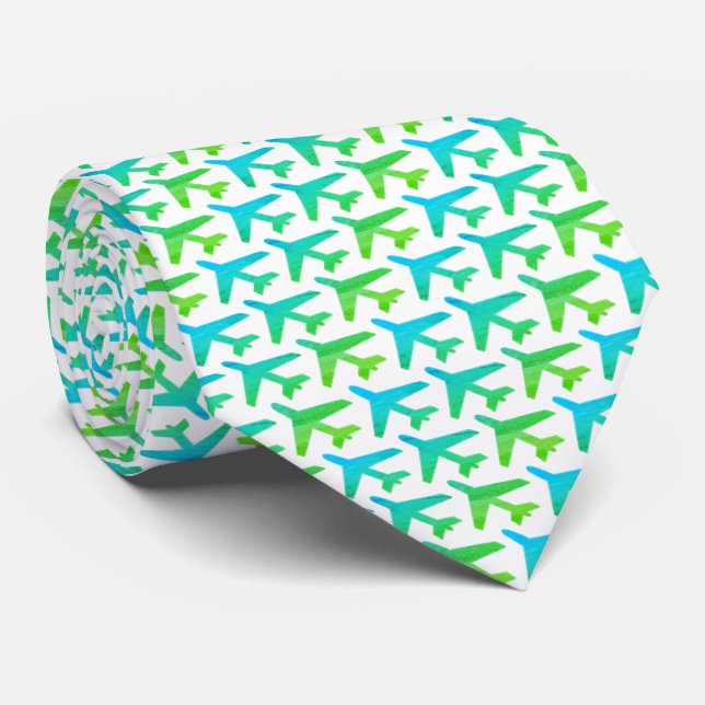 Gravata Capitão Tie Armani Azul Verde e Branco (Rolled)