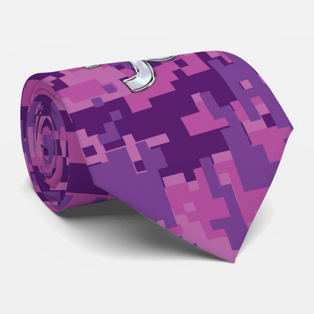 Gravata Capricórnio Zodiac Símbolo Fuchsia Digital Camoufl (Rolled)