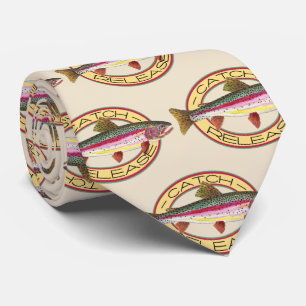 Gravata Capturar e soltar trutas arco-íris pescando para 