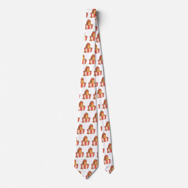 Gravata Capybara Necktie | Engraçado Impressão Animal para (Frente)