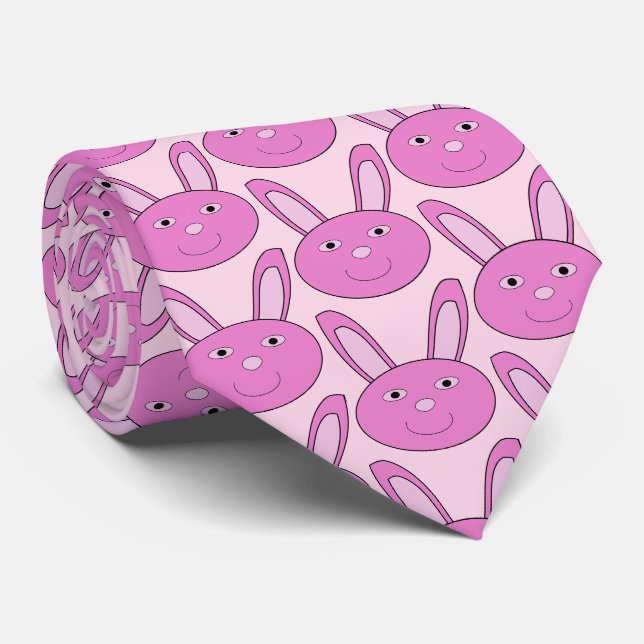 Gravata Cara de Coelho Rosa Fofa Primavera Páscoa (Rolled)