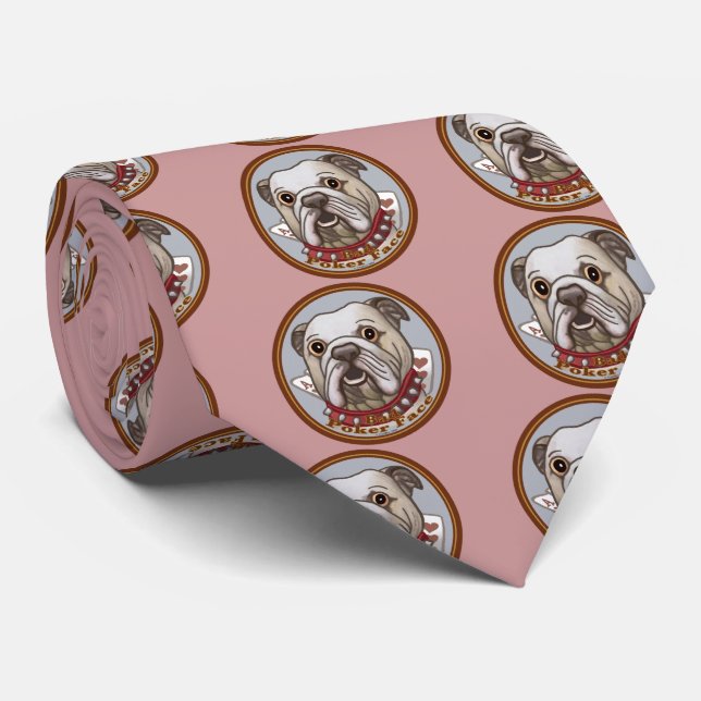 Gravata Cara de Pôquer Bulldog (Rolled)