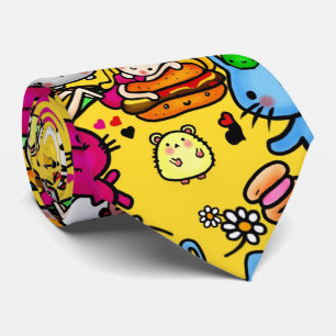 Gravata Caracter Dodles amarelo do Partido Kawaii Personal