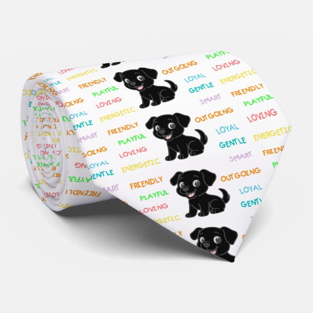 Gravata Características do Labrador Retriever Lab Preto (Rolled)