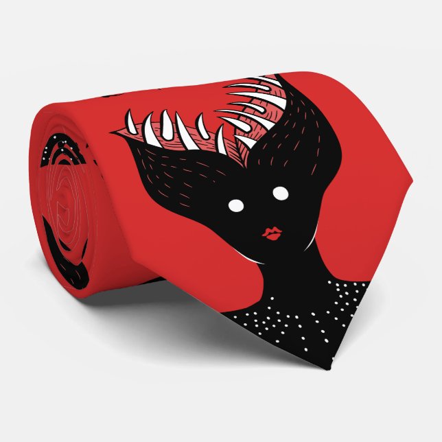 Gravata Caráter Gótico Escuro Da Menina Demônio Com Dentes (Rolled)