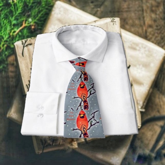 Gravata Cardeal Em Neve (Box up this uniquely-designed neck tie for a special Christmas gift!)