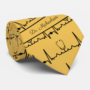 Gravata Cardiologista Cardiograma ECG Nome do médico