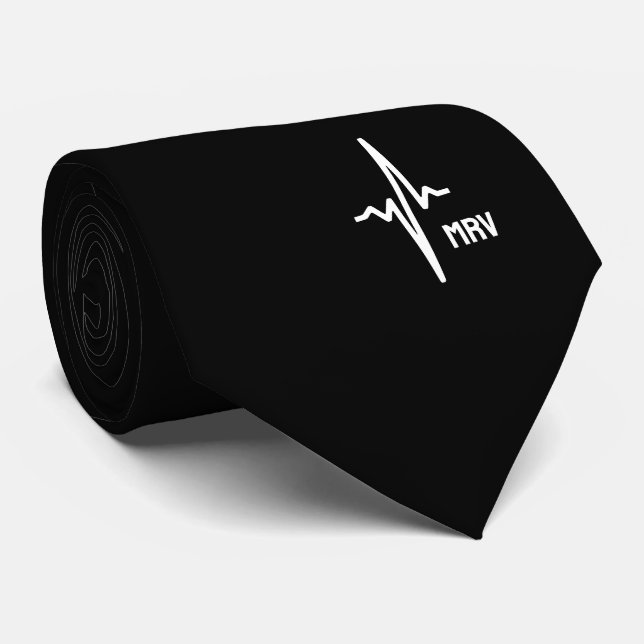 Gravata Cardiologista Clássico de Preto Elegante (Rolled)