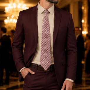 Gravata Carl Burgundy & Branco Geométrico Luxo Clássico