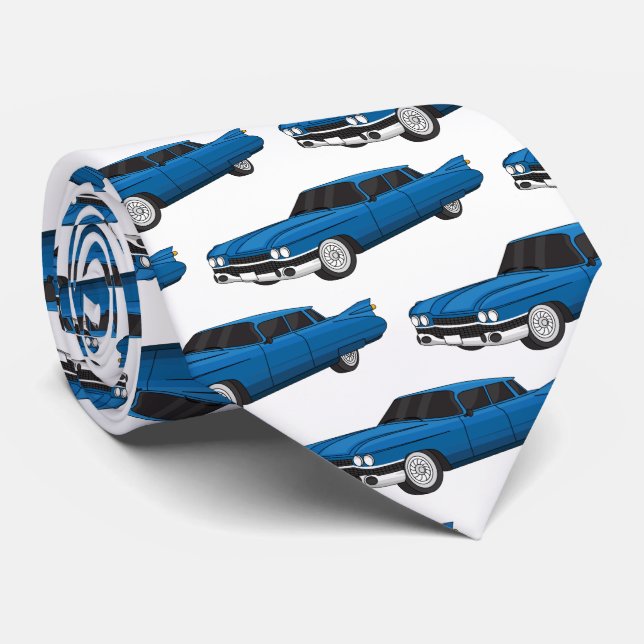 Gravata Carro clássico azul legal 1959 (Rolled)