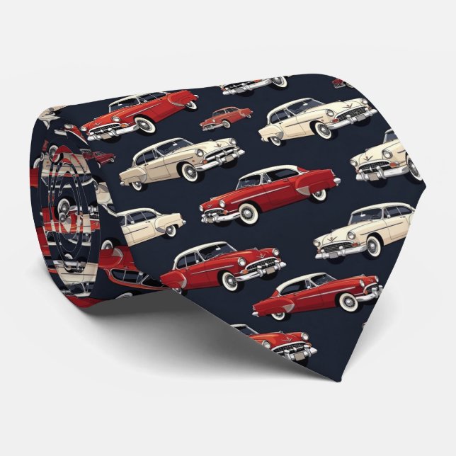 Gravata Carro Retro dos Anos 1950 (Rolled)