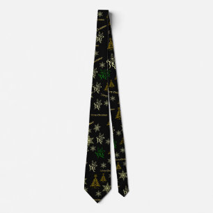 Gravata carrossel de natal em schwarz e ouro
