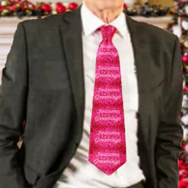 Gravata Cartões de natal Rosa (Pink Is the new Red, with this Holiday Greetings In Pink design!)