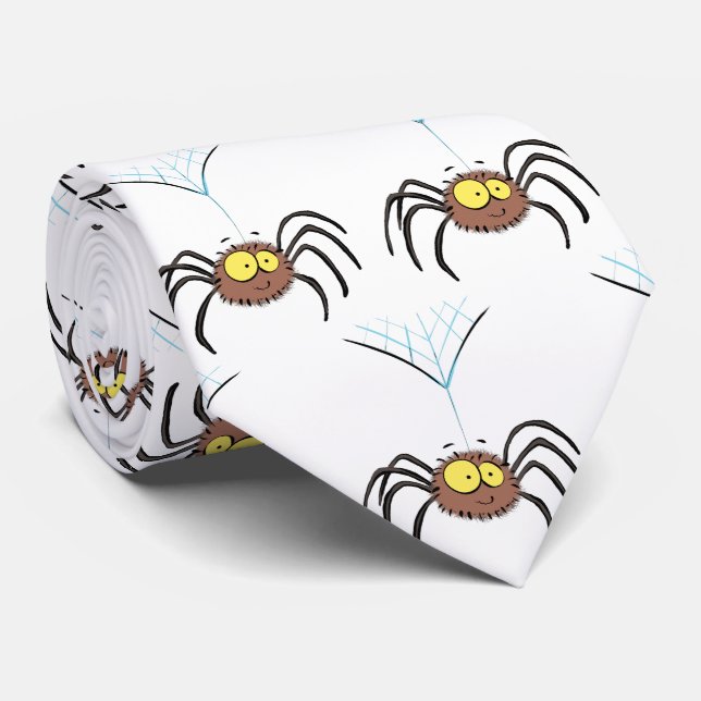 Gravata Cartografia engraçada e fofa da aranha (Rolled)