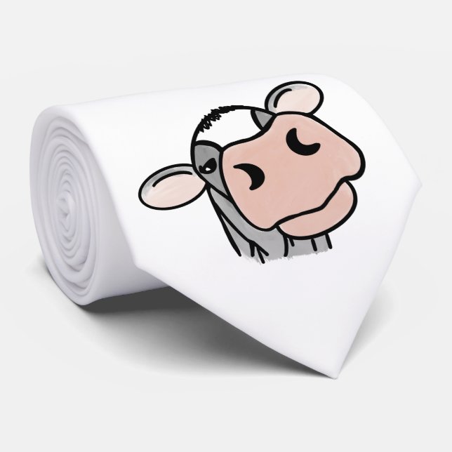 Gravata cartografia vaca branca-negra cinza beija-fazenda  (Rolled)