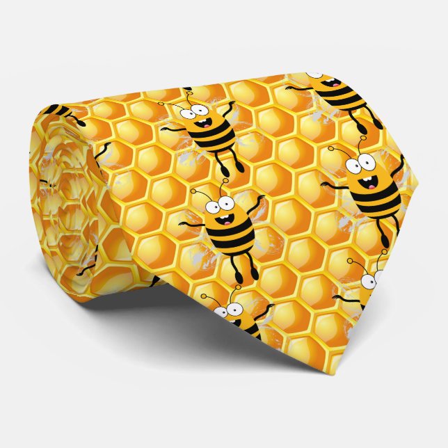 Gravata Cartoon Bee Honey (Rolled)
