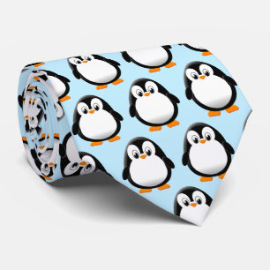 Gravata Cartoon Pinguim Cachorro Azul Claro