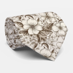 Gravata Casa de Campo Floral Sepia Creme Vintage