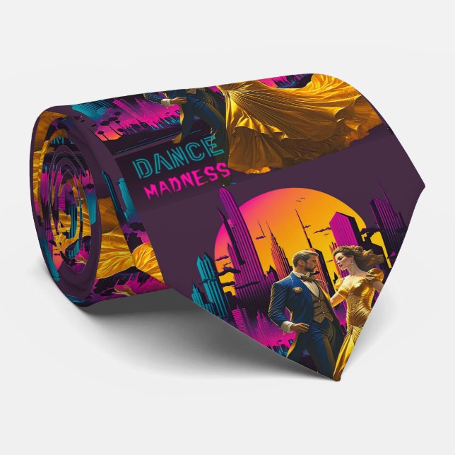Gravata Casal Dance Madness nas Ruas de Neon City (Rolled)