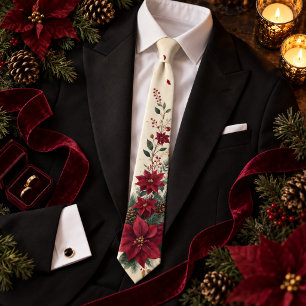Gravata Casamento Botânico de Natal com Poinsettia Borgonh
