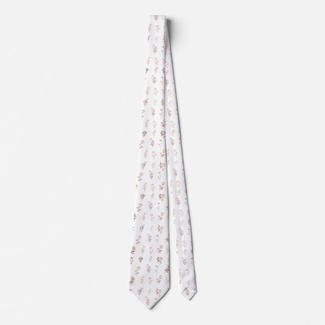 Gravata Casamento Botânico Rosa de Cobre Minimalista (Frente)