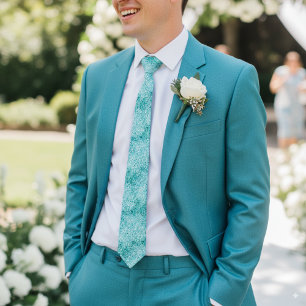 Gravata Casamento brilhante com lantejoulas azul-turquesa