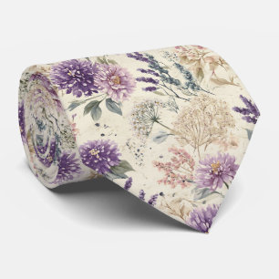 Gravata Casamento com Cardo Roxo e Flores Silvestres