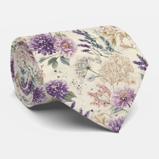 Gravata Casamento com Cardo Roxo e Flores Silvestres
