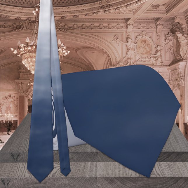 Gravata Casamento com Degradê de Azul Marinho a Azul Po (Criador carregado)